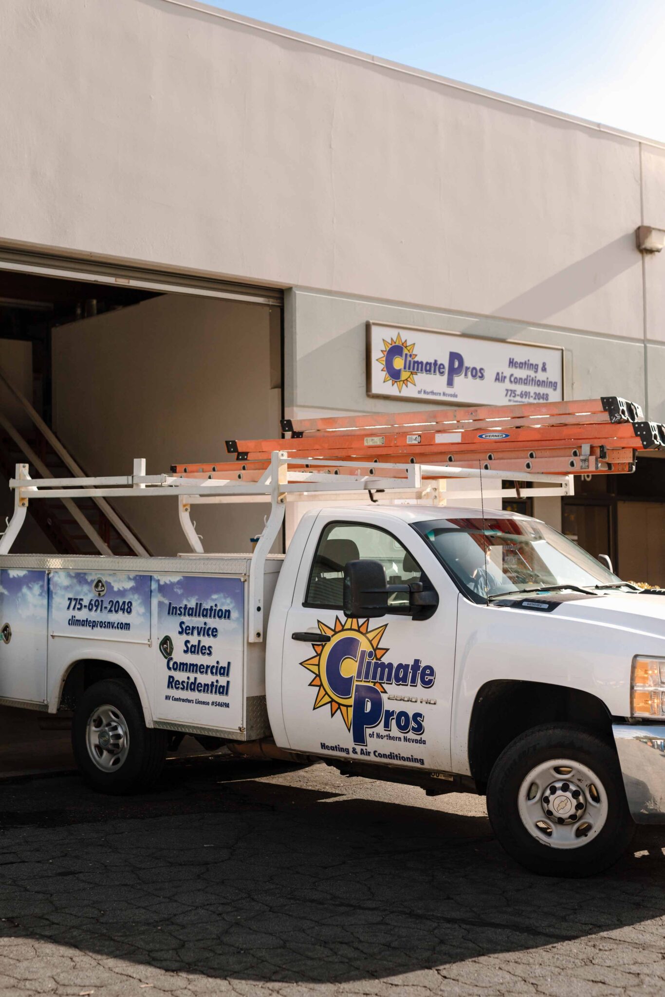 climate pros truck at the office