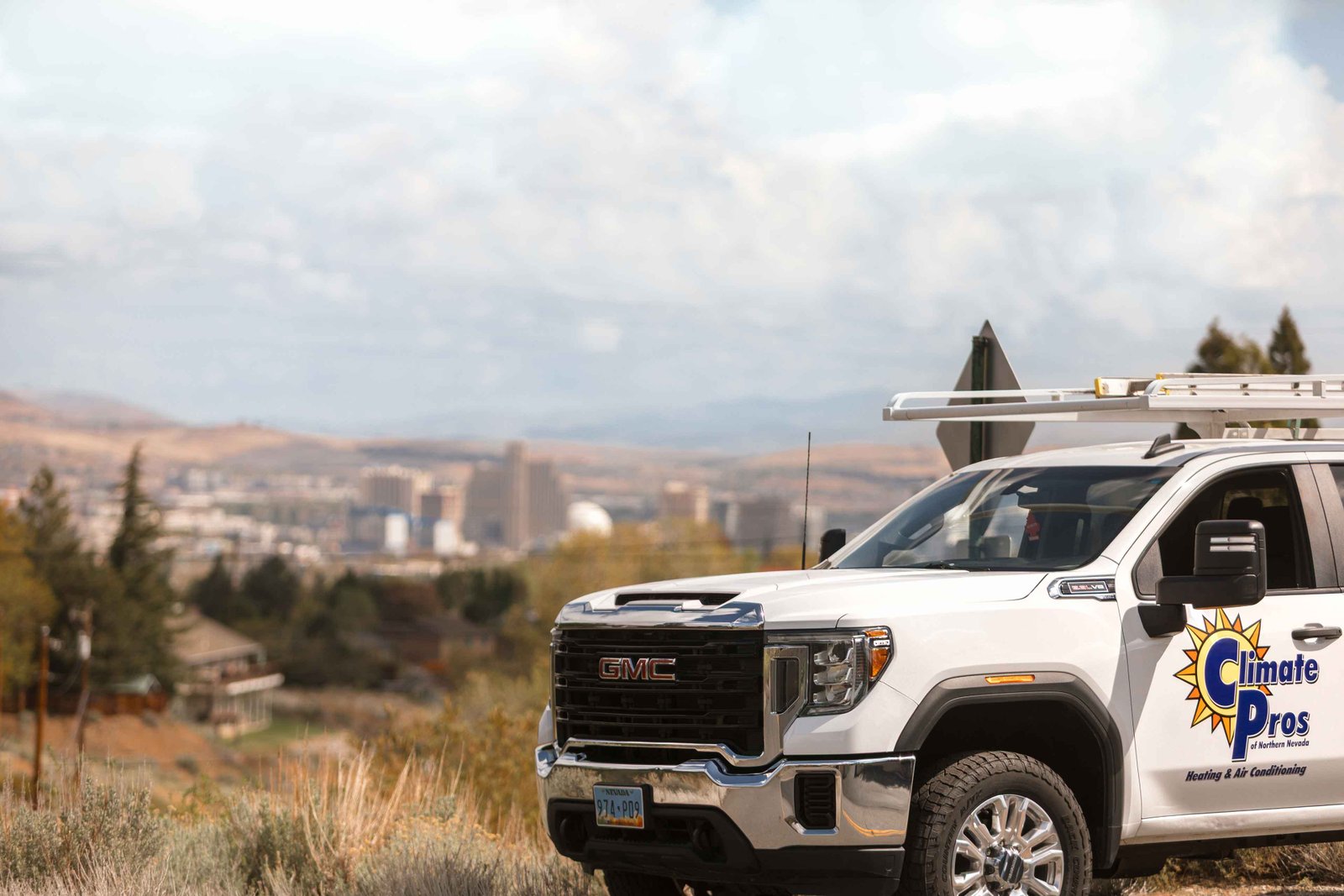 climate pros truck going to work on a commercial project