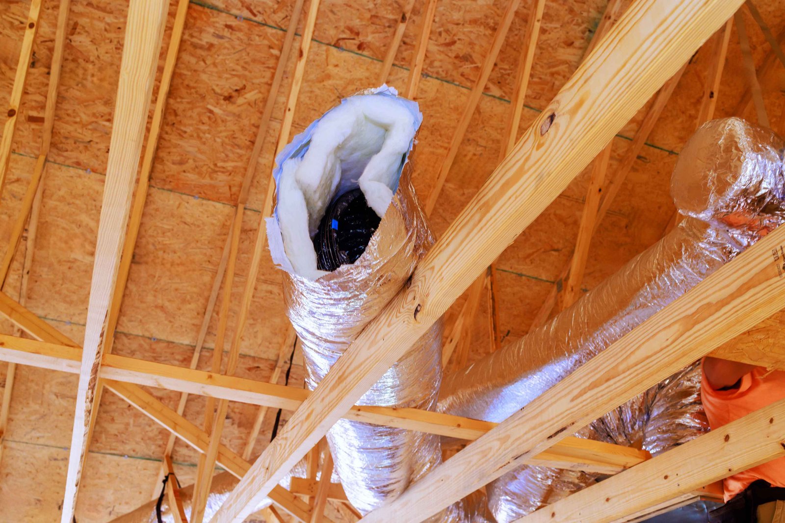 in construction of home silver insulation ventilation ducts