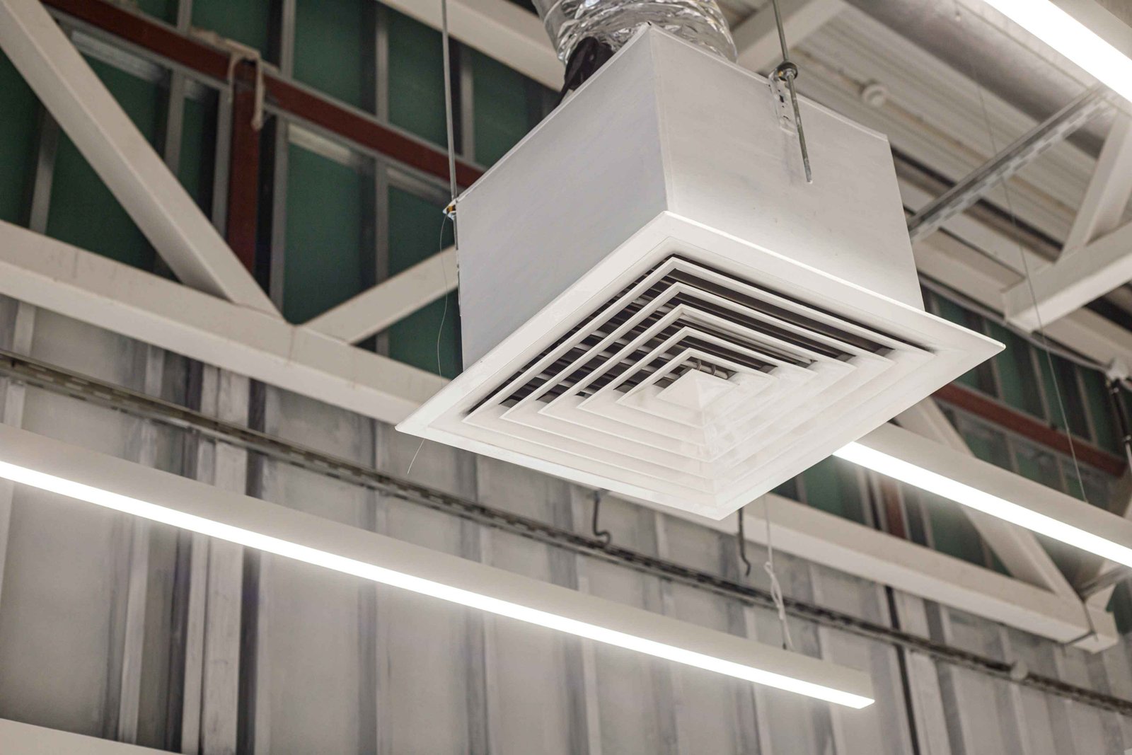 square grid with supply ventilation duct